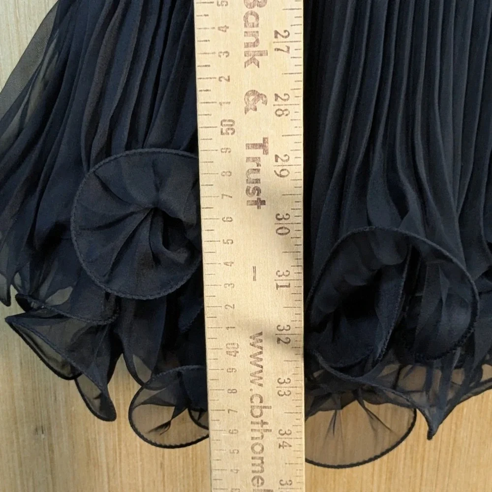 Coast Women's Avant Garde Whimsygoth Pleated Ruffle Mini Dress 4 Cocktail Black